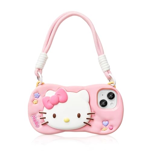 ZORBES® for iPhone 16 Pro Max Kawaii Phone Cover & Nylon Phone Lanyard 3D Sanrio Cartoon Silicone Phone Case Pink Kitty Phone Case with Intergrated Kitty Phone Stand Cute Girls Phone Case ZORBES® for iPhone 16 Pro Max Kawaii Phone Cover & Nylon Phone Lanyard 3D Sanrio Cartoon Silicone Phone Case Pink Kitty Phone Case with Intergrated Kitty Phone Stand Cute Girls Phone Case